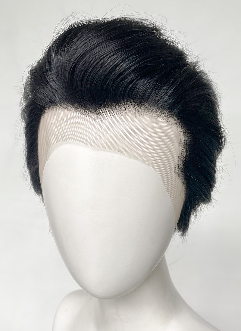Yakuza Like a Dragon Kazuma Kiryu Black Straight Slicked Back Lace Front Synthetic Men's Wig LF6010B