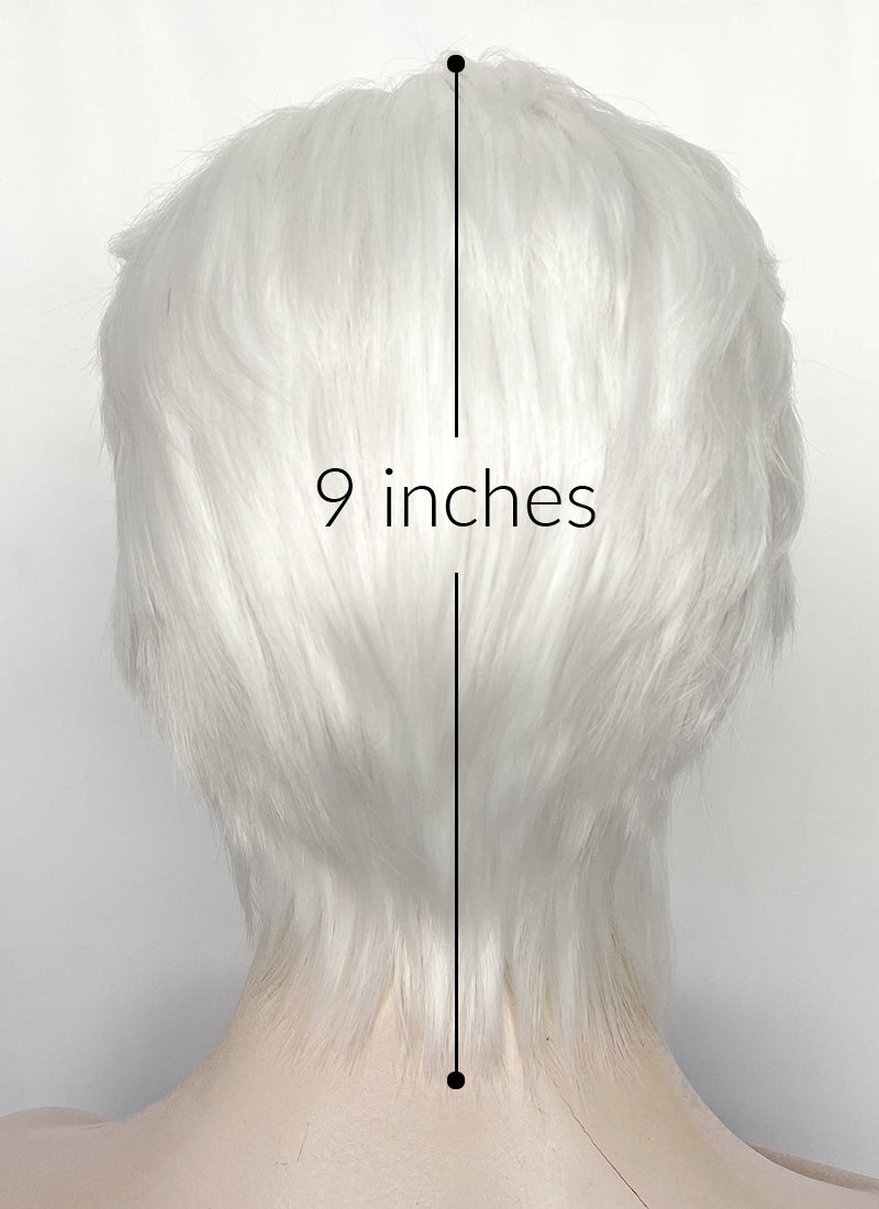 White Straight Lace Front Synthetic Men's Wig LF6047