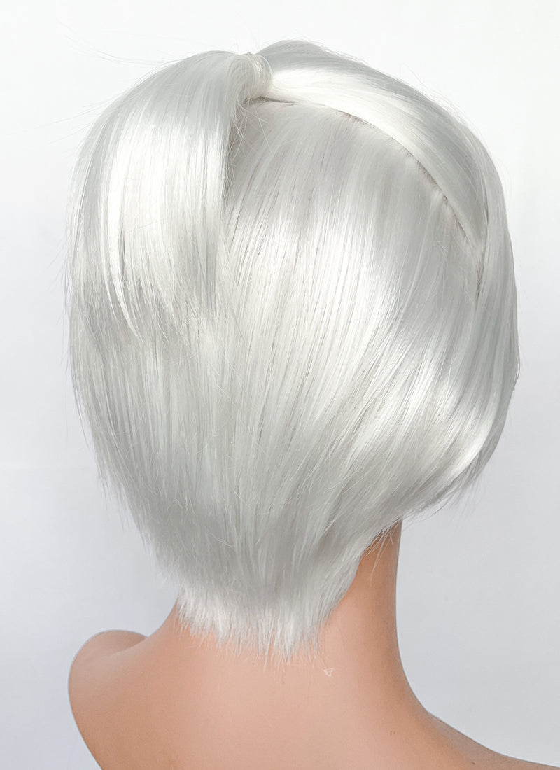 Baldur's Gate 3 Shadowheart White Yaki Straight Lace Front Synthetic Wig With Ponytial Extension LF6048