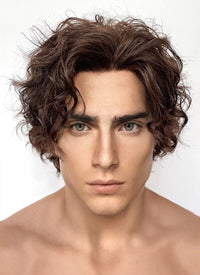 Wonka Timothée Chalamet Brunette Spiral Curly Lace Front Synthetic Hair Men's Wig LF6054