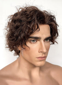 Wonka Timothée Chalamet Brunette Spiral Curly Lace Front Synthetic Hair Men's Wig LF6054