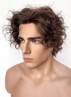 Wonka Timothee Chalamet Brunette Spiral Curly Lace Front Synthetic Hair Men's Wig LF6054