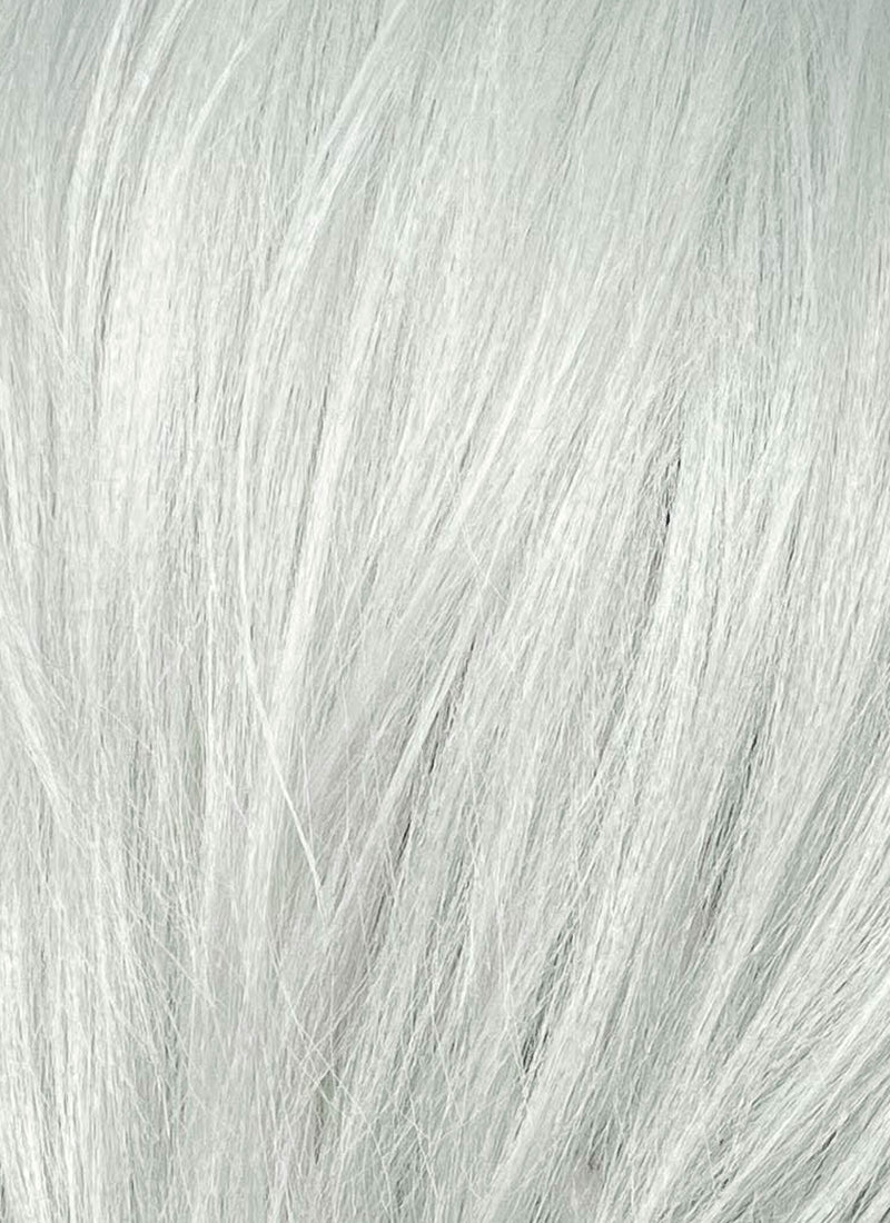 Silver Grey Straight Braided Lace Front Synthetic Wig With Shaved Side LF6058A