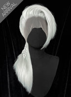 Silver Grey Straight Braided Lace Front Synthetic Wig With Shaved Side LF6058A