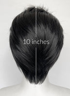 Helluva Boss Blitzo Buckzo Black and Silver White Money Piece Straight Lace Front Synthetic Men's Wig LF6065