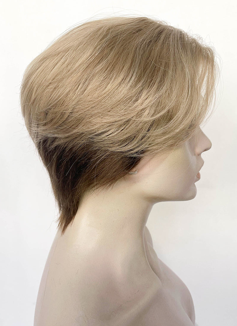 Blonde Brown Peekaboo Straight Lace Front Synthetic Men's Wig LF6108