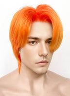 Mixed Orange Straight Lace Front Synthetic Men's Wig LF6110