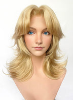 Marvel Rivals Invisible Woman Blonde Curtain Bangs Wavy Lace Front Synthetic Wig LF6114