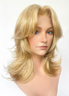 Marvel Rivals Invisible Woman Blonde Curtain Bangs Wavy Lace Front Synthetic Wig LF6114
