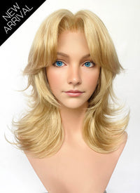 Marvel Rivals Invisible Woman Blonde Curtain Bangs Wavy Lace Front Synthetic Wig LF6114