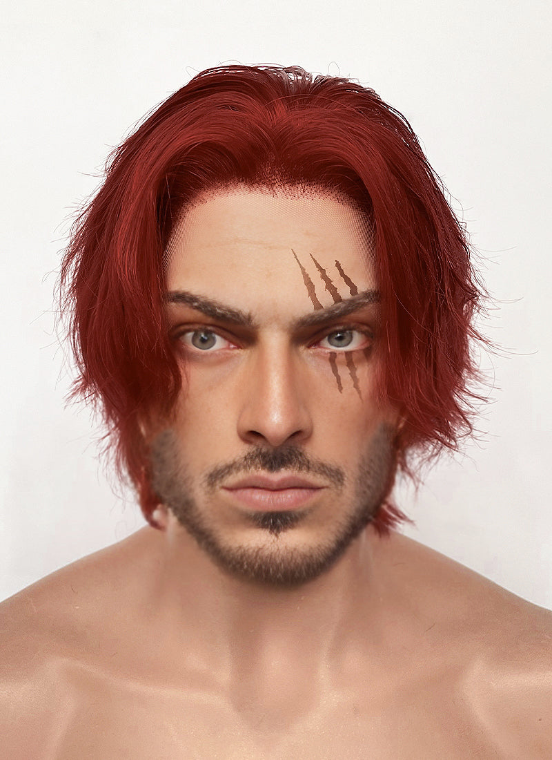 One Piece Figarland Shanks Auburn Wavy Lace Front Synthetic Men's Wig LF6120