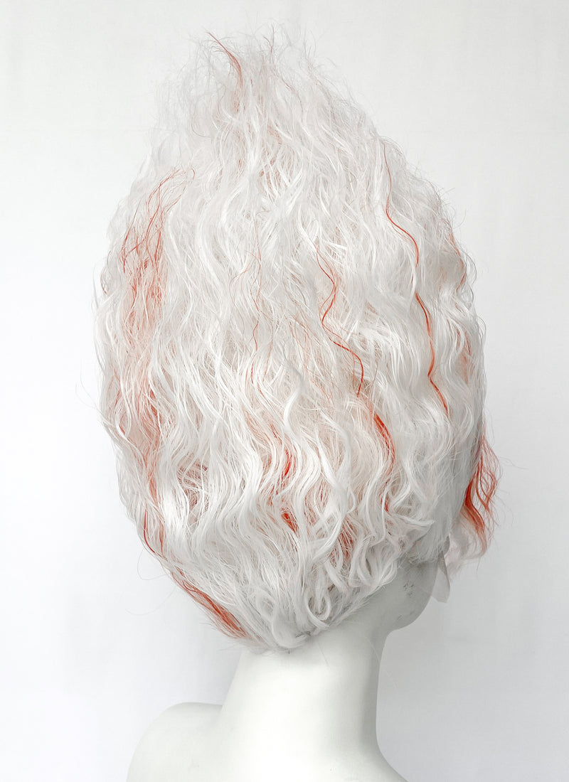 DAN DA DAN Okarun Ken Takakura White Mixed Red Wavy Lace Front Synthetic Men's Wig LF6138