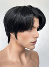 KPop Demon Hunters Saja Boys JINU Jet Black Straight Lace Front Synthetic Men's Wig LF6140
