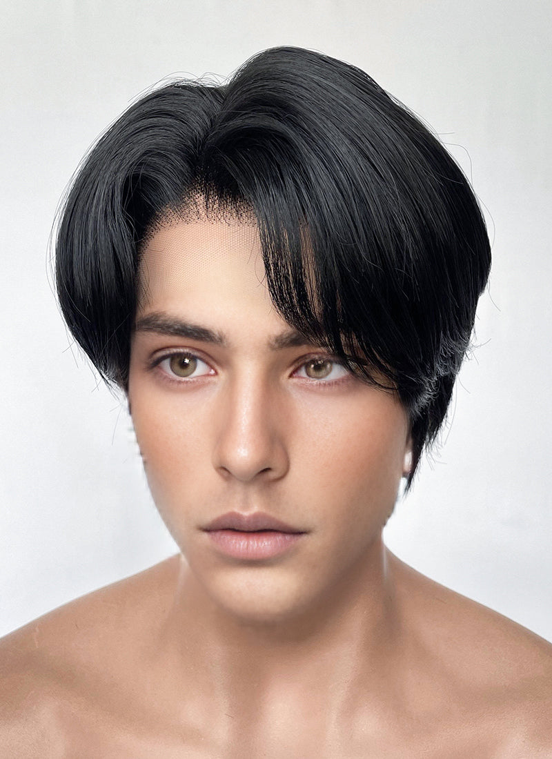 KPop Demon Hunters Saja Boys JINU Jet Black Straight Lace Front Synthetic Men's Wig LF6140