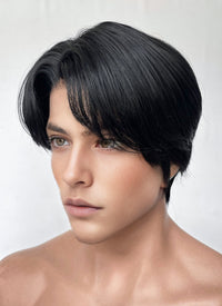 KPop Demon Hunters Saja Boys JINU Jet Black Straight Lace Front Synthetic Men's Wig LF6140