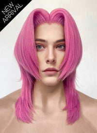 KPop Demon Hunters Saja Boys Romance Yaki Hot Pink Straight Lace Front Synthetic Men's Wig LF6141