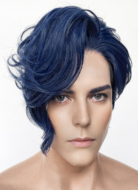 Blue Wavy Lace Front Synthetic Hair Men's Wig LF6147