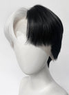 Black White Split Gemini Color Straight Lace Front Synthetic Men's Wig LF6150