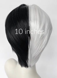 Black White Split Gemini Color Straight Lace Front Synthetic Men's Wig LF6150