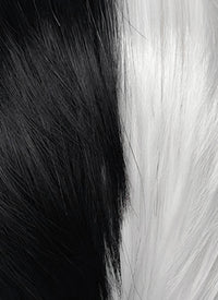 Black White Split Gemini Color Straight Lace Front Synthetic Men's Wig LF6150