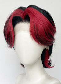 Black Mixed Red Wavy Lace Front Synthetic Men's Wig LF6151