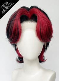 Black Mixed Red Wavy Lace Front Synthetic Men's Wig LF6151