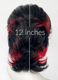 Black Mixed Red Wavy Lace Front Synthetic Men's Wig LF6151