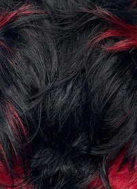 Black Mixed Red Wavy Lace Front Synthetic Men's Wig LF6151