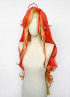 Genshin Impact Mavuika Red Orange Yellow Mixed Wavy Lace Front Synthetic Wig LF6172