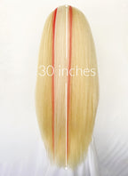 Hazbin Hotel Charlie Morningstar Blonde Mixed Red Straight Yaki Lace Front Synthetic Wig LF6173