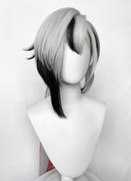 Genshin Impact Arlecchino Grey Black Red Brown Mixed Straight Yaki Lace Front Synthetic Wig LF6174