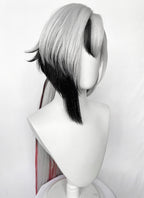 Genshin Impact Arlecchino Grey Black Red Brown Mixed Straight Yaki Lace Front Synthetic Wig LF6174
