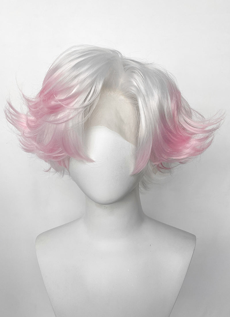 Hazbin Hotel Angel Dust White Mixed Pink Wavy Lace Front Synthetic