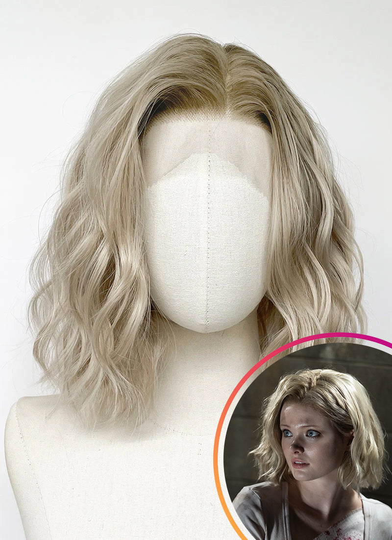 Resident Evil Requiem Grace Ashcrof Ash Blonde With Brown Roots Wavy Lace Front Synthetic Hair Wig LF6181