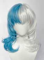 Marvel Rivals Luna Snow Wavy Pastel Blue White Split Color Lace Front Synthetic Wig LF6197