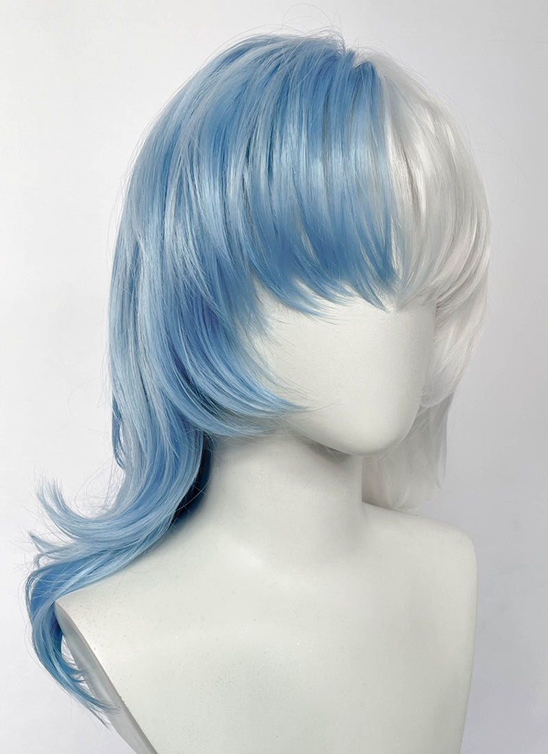 Marvel Rivals Luna Snow Wavy Pastel Blue White Split Color Lace Front Synthetic Wig LF6197