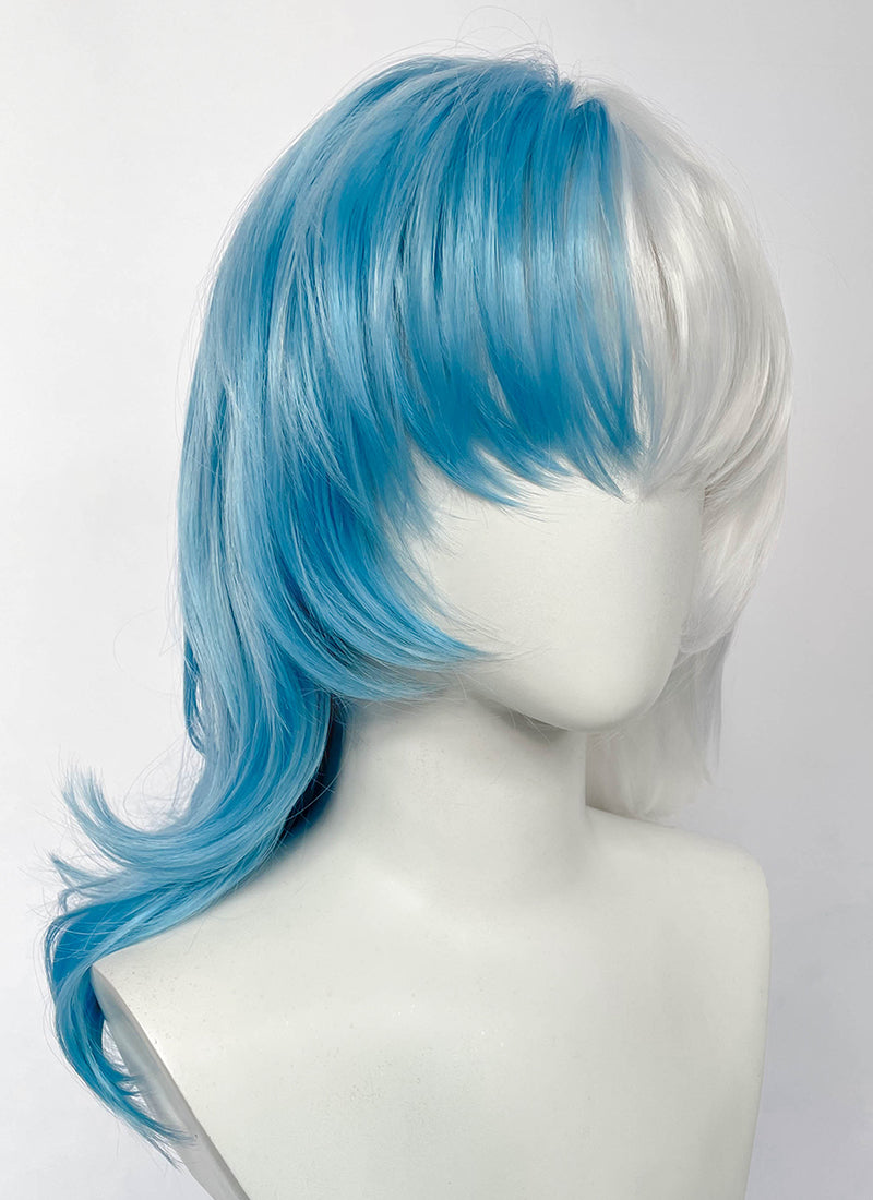 Marvel Rivals Luna Snow Wavy Pastel Blue White Split Color Lace Front Synthetic Wig LF6197