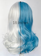 Marvel Rivals Luna Snow Wavy Pastel Blue White Split Color Lace Front Synthetic Wig LF6197