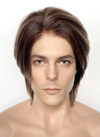 Mixed Brown Straight Lace Front Synthetic Men's Wig LF8010
