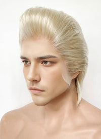 Pastel Ash Blonde Straight Slicked Back Lace Front Synthetic Men's Wig LF8037