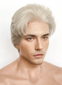 Pastel Grey Blonde Straight Lace Front Synthetic Men's Wig LF8038