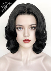 Snow White 1937 Jet Black Wavy Bob Lace Front Synthetic Wig LF8040