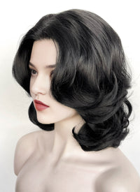 Snow White 1937 Jet Black Wavy Bob Lace Front Synthetic Wig LF8040