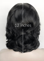 Snow White 1937 Jet Black Wavy Bob Lace Front Synthetic Wig LF8040