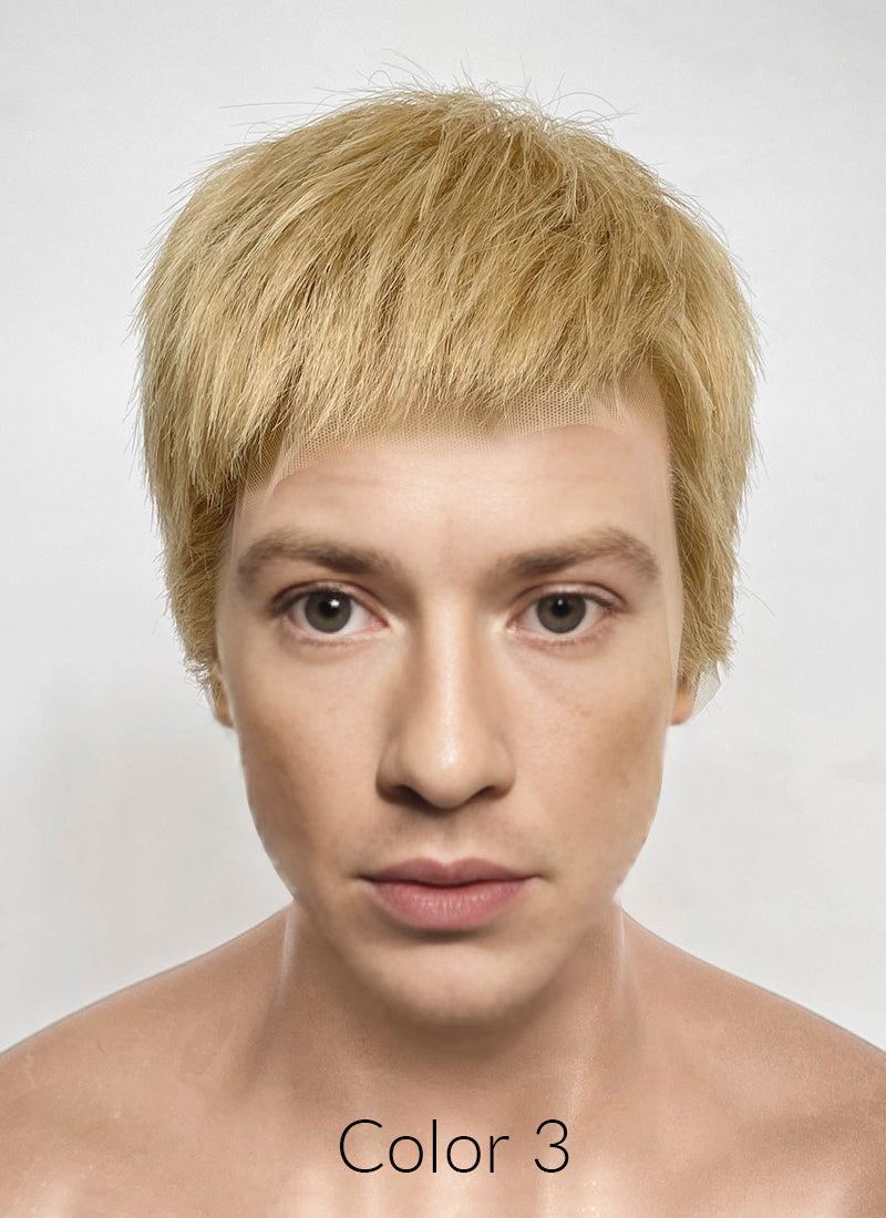 The Fantastic Four Human Torch Johnny Storm Golden Blonde Straight Yaki 13" x 6" Lace Top Synthetic Men's Wig LF8071