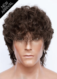 Brunette Curly Mod Lace Front Synthetic Men's Wig LF8074