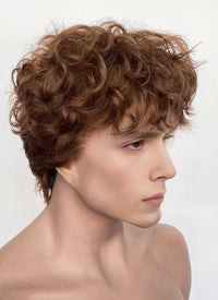 Brown Curly Mod Lace Front Synthetic Men's Wig LF8075