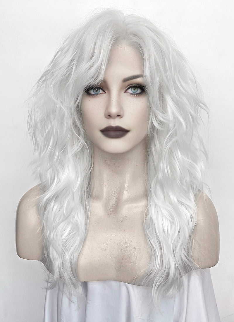 White Wavy Mullet Lace Front Synthetic Wig LF8076