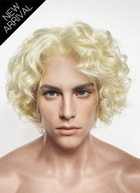 Blonde Curly Lace Front Synthetic Men's Wig LF8081