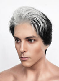 Black And White Straight Lace Front Synthetic Men's Wig LF8084